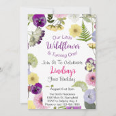 小さな野の花 テーマの誕生日招待状 招待状 (正面)
