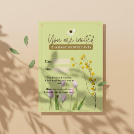 小さな野エレガント花少女の赤ちゃんシャワー 招待状
