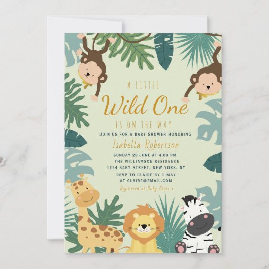 小さな野生のもの | safariのベビーカーへの招待 招待状 (正面)