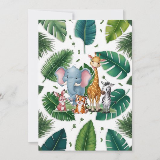 小さな野生のサファリそれは女の子の赤ちゃんシャワーだ 招待状 (裏面)