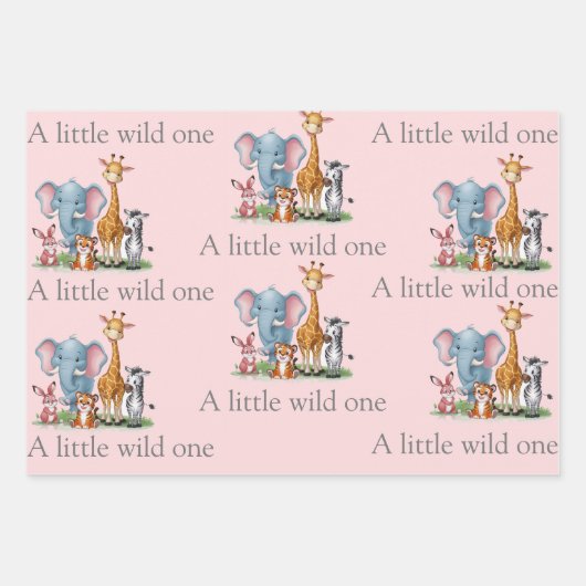 小さな野生のサファリ男の子のシャワー ラッピングペーパーシート (正面2)