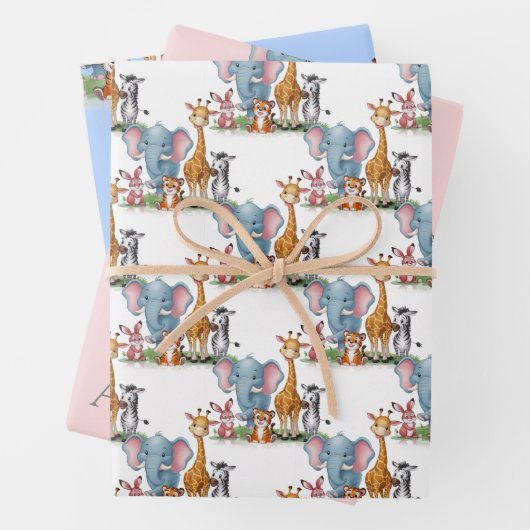 小さな野生のサファリ男の子のシャワー ラッピングペーパーシート (インサイチュ)