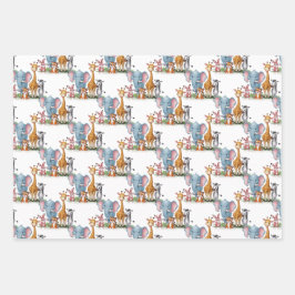 小さな野生のサファリ男の子のシャワー ラッピングペーパーシート