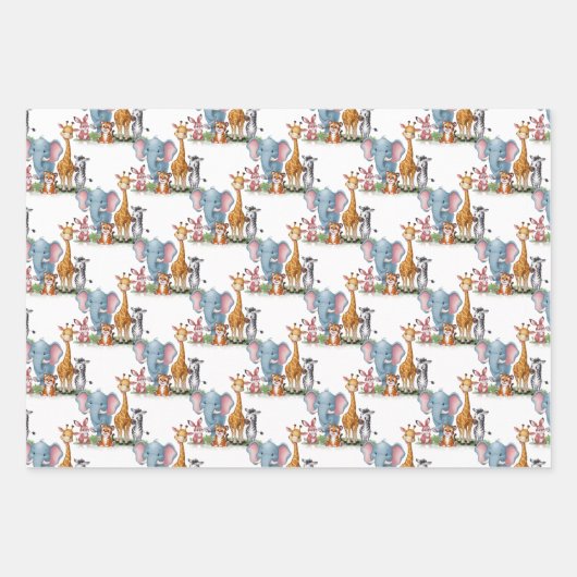 小さな野生のサファリ男の子のシャワー ラッピングペーパーシート (正面)