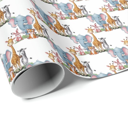 小さな野生のサファリ男の子のシャワー ラッピングペーパー (ロールコーナー)