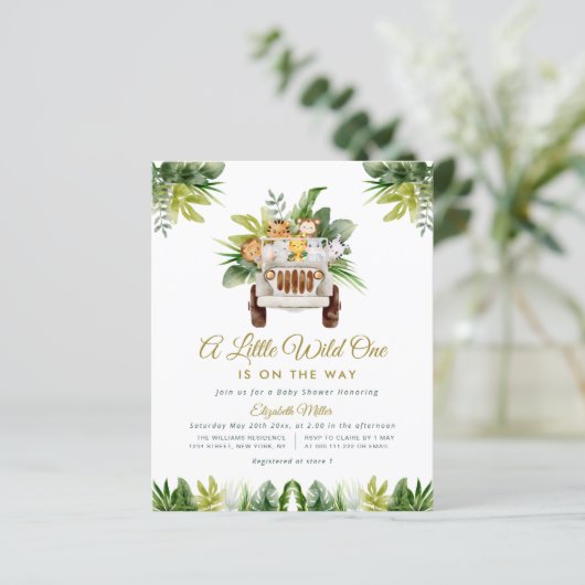 小さな野生のジャングルの赤ちゃんシャワーの招待 (スタンド正面)