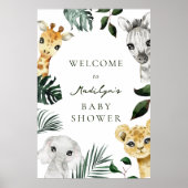 小さな野生のジャングルの赤ちゃんシャワー歓迎のサイン ポスター (正面)