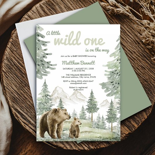 小さな野生のベビーは森のシャワーの招待状を持つ 招待状