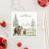 小さな野生のベビークマの森の赤ちゃんシャワーカード スタンダードカクテルナプキン (インサイチュ)