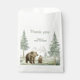 小さな野生のベビークマの森の赤ちゃんシャワーカード フェイバーバッグ
