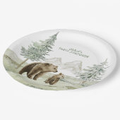 小さな野生のベビークマの森の赤ちゃんシャワーカード ペーパープレート (アングル)