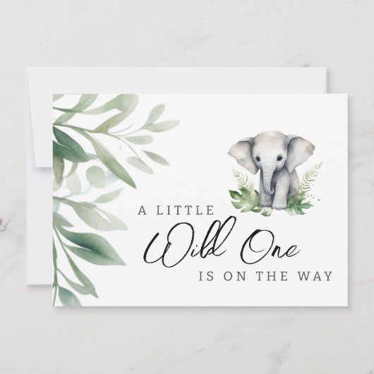 小さな野生のワンサファリゾウ サンキューカード (裏面)