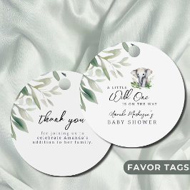 小さな野生の一象の赤ちゃんシャワーパーティー フェイバータグ