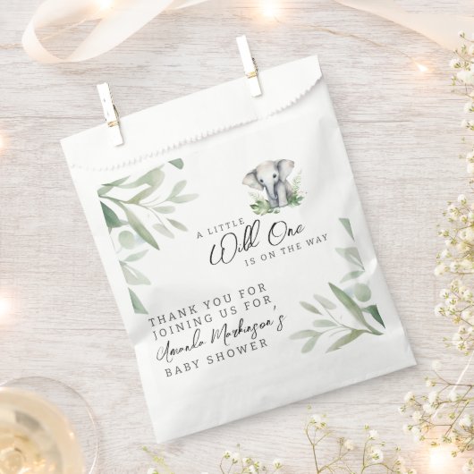 小さな野生の一象の赤ちゃんシャワーパーティー フェイバーバッグ (クリップ留めされた状態)