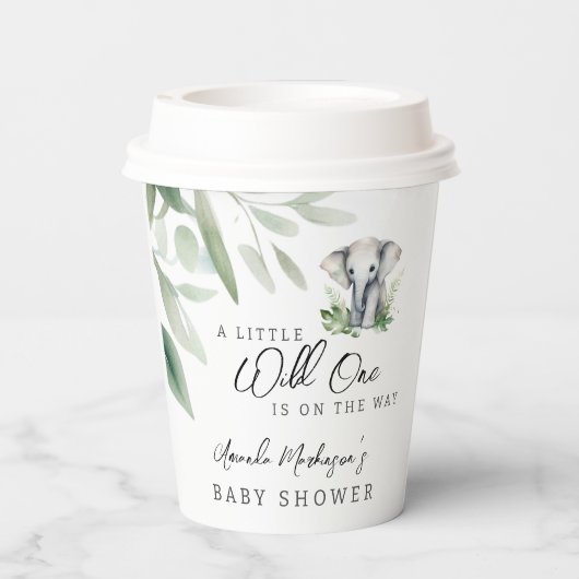 小さな野生の一象の赤ちゃんシャワーパーティー 紙コップ (裏面)