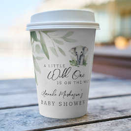 小さな野生の一象の赤ちゃんシャワーパーティー 紙コップ