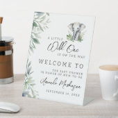 小さな野生の一象の赤ちゃんシャワー歓迎 台座サイン (インサイチュ)