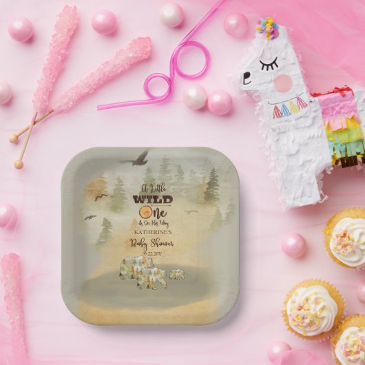 小さな野生の人が森の赤ん坊のシャワーテープを負担 ペーパープレート (パーティー)