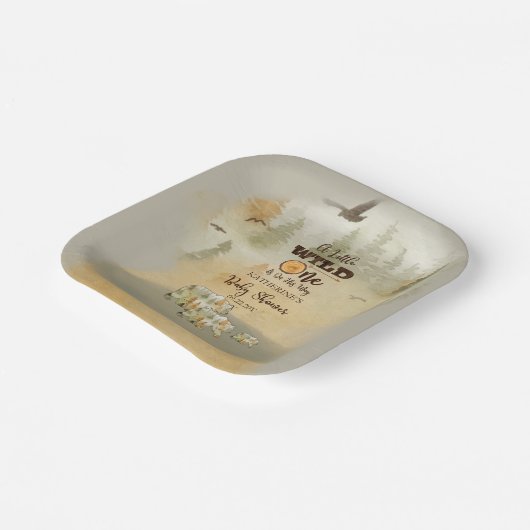 小さな野生の人が森の赤ん坊のシャワーテープを負担 ペーパープレート (傾斜あり)