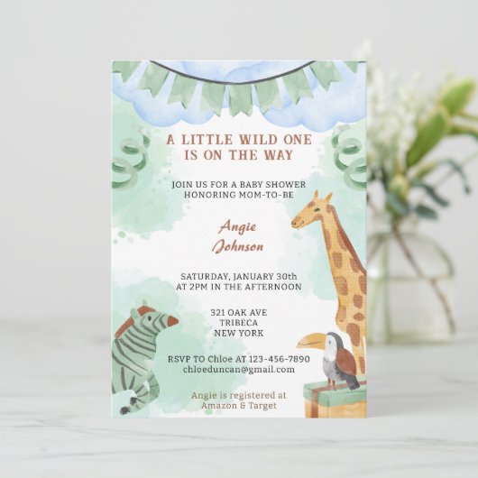 小さな野生の人が緑の赤ん坊のシャワーを途中にある 招待状 (スタンド正面)