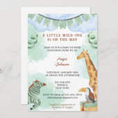 小さな野生の人が緑の赤ん坊のシャワーを途中にある 招待状 (正面/裏面)