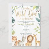 小さな野生の人は動物の赤ん坊のシャワーを途中にある 招待状 (正面)