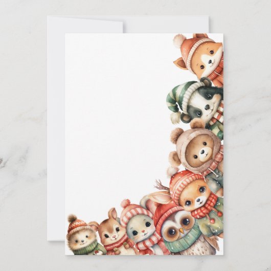 小さな野生の冬のウッドランドの赤ちゃんシャワー 招待状 (裏面)