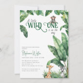 小さな野生の子がやってくる！サファリ ベイビー シャワーパーティ 招待状 (正面)