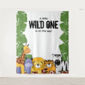 小さな野生の子がやってくる ベビーシャワーのサファリ タペストリー (正面)