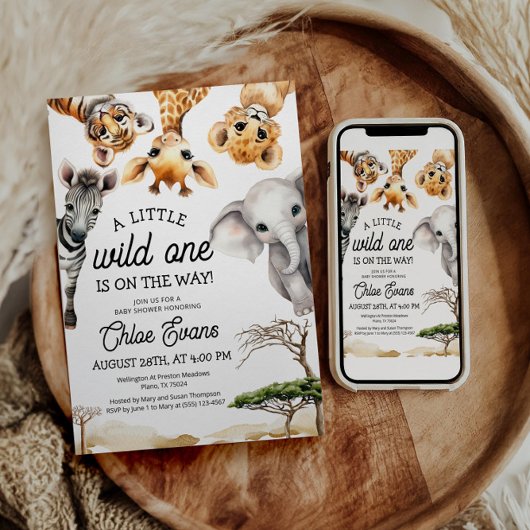 小さな野生の招待状 | サファリ風ベビーシャワー 招待状
