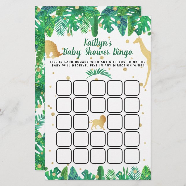 小さな野生の男の子の赤ちゃんシャワービンゴ (正面/裏面)