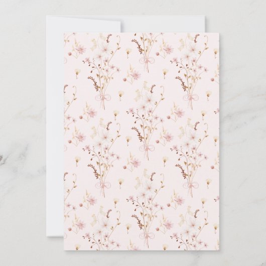 小さな野生の花かわいい赤ちゃん女の子シャワーの招待 招待状 (裏面)