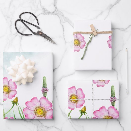 小さな野生の花が途中の赤ちゃんシャワーラッピング ラッピングペーパーシート (正面)