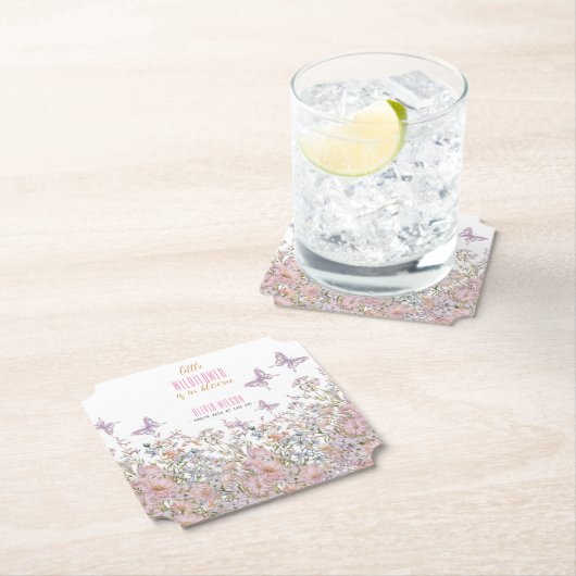 小さな野生の花が開花の赤ちゃんシャワー中 ペーパーコースター (インサイチュ)