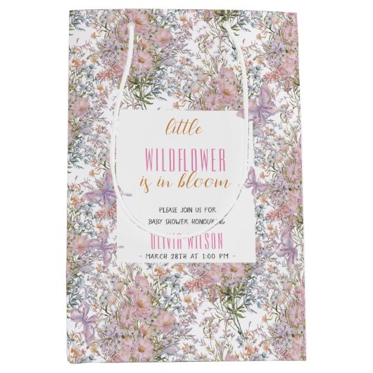 小さな野生の花が開花の赤ちゃんシャワー中 ミディアムペーパーバッグ (正面)