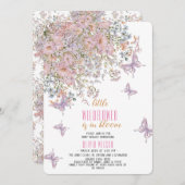 小さな野生の花が開花の赤ちゃんシャワー中 招待状 (正面/裏面)