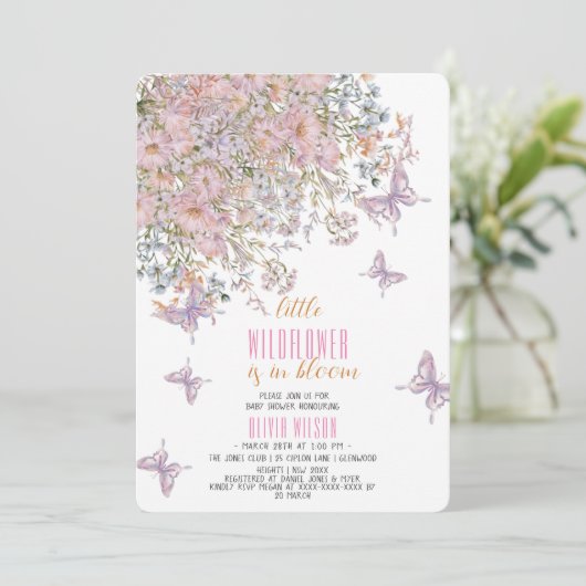 小さな野生の花が開花の赤ちゃんシャワー中 招待状 (スタンド正面)