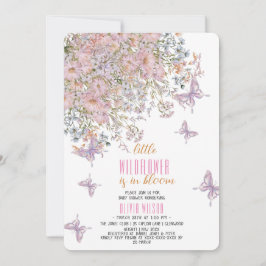 小さな野生の花が開花の赤ちゃんシャワー中 招待状