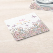 小さな野生の花が開花の赤ちゃんシャワー#2 スクエアペーパーコースター (アングル)