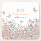 小さな野生の花が開花の赤ちゃんシャワー#2 スクエアペーパーコースター (正面)