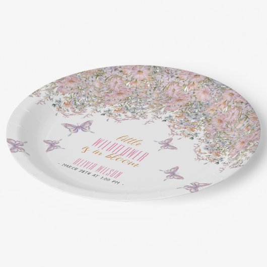 小さな野生の花が開花の赤ちゃんシャワー#2 ペーパープレート (アングル)