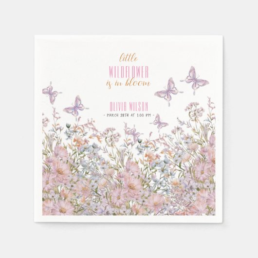 小さな野生の花が開花の赤ちゃんシャワー#3 スタンダードカクテルナプキン (正面)
