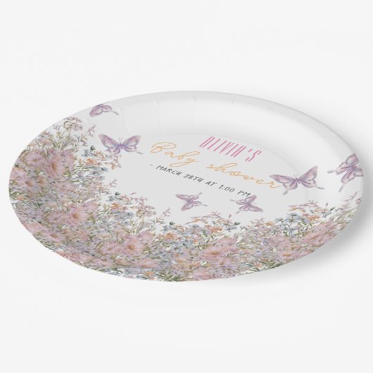 小さな野生の花が開花の赤ちゃんシャワー#4 ペーパープレート (アングル)