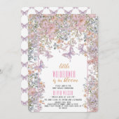 小さな野生の花が開花の赤ちゃんシャワー#6 招待状 (正面/裏面)