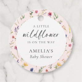 小さな野生の花のフローラピンクの女の子の赤ちゃんシャワー フェイバータグ