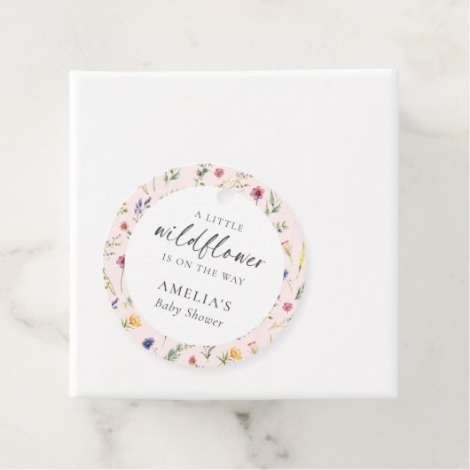 小さな野生の花のフローラピンクの女の子の赤ちゃんシャワー フェイバータグ (インサイチュ)