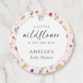 小さな野生の花のフローラピンクの女の子の赤ちゃんシャワー フェイバータグ (正面)