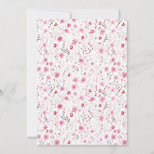 小さな野生の花のフローラピンクの女の子の赤ちゃんシャワー 招待状 (裏面)
