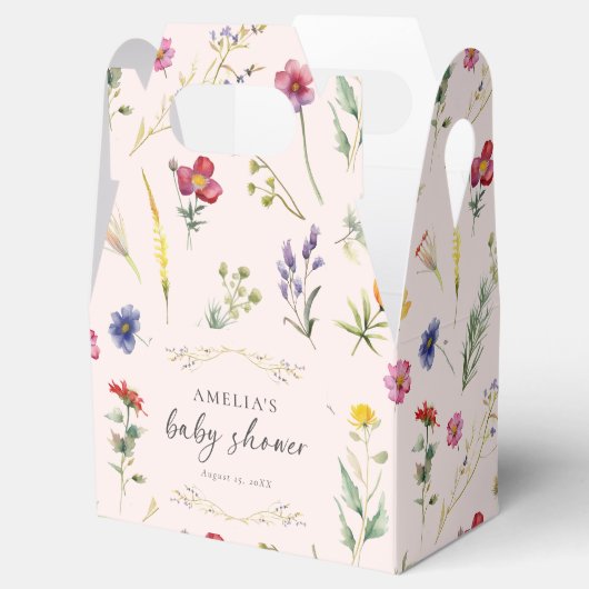 小さな野生の花のフローラピンクの赤ちゃんシャワー フェイバーボックス (オープン)