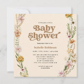 小さな野生の花のボホ ナチュラル テーマのベビーシャワー 招待状 (正面)